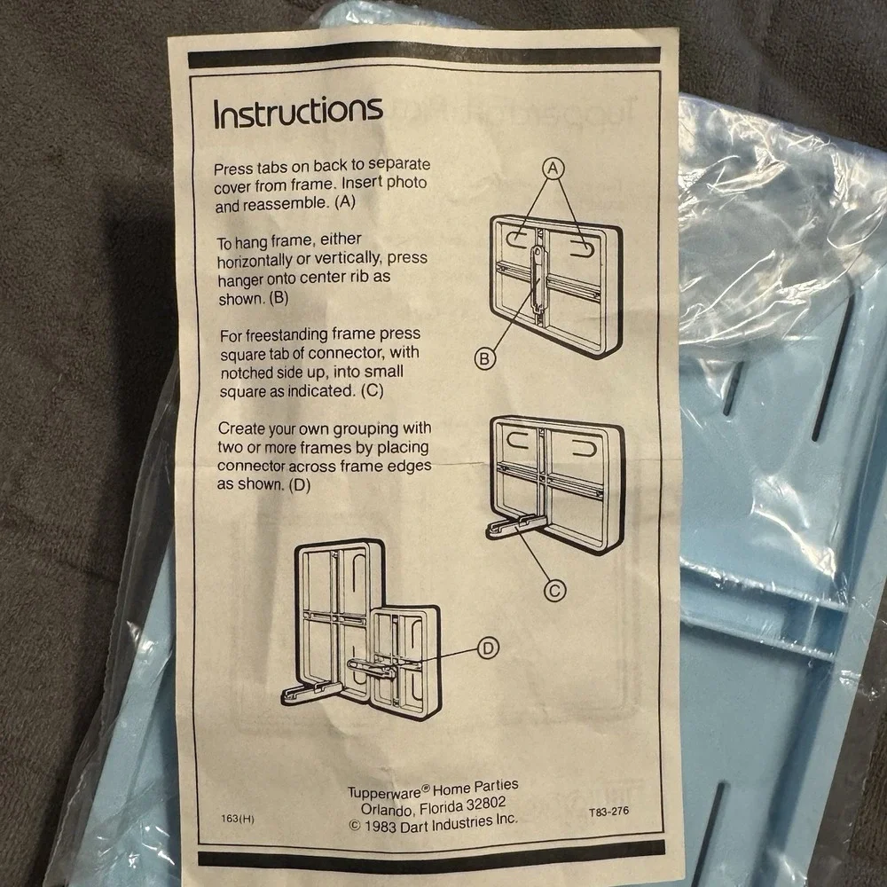 Vintage Tupperware Tuppercraft Picture Frame NOS Sealed Blue 5x7 3.5x4.5
